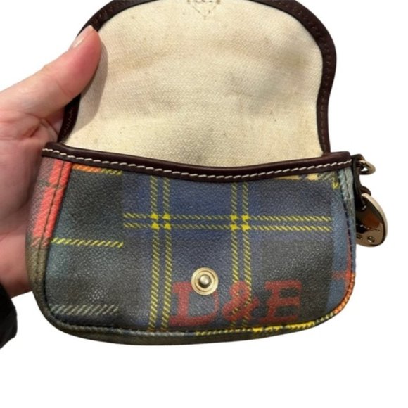 Dooney & bourke ADORABLE PLAID vintage mini leather trim pouch wallet 4x5.5" - Picture 4 of 8